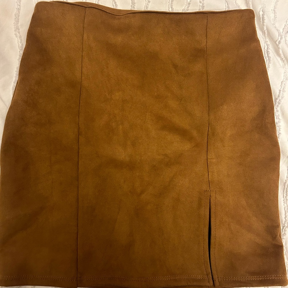 Elegant Brown Suede Skirt